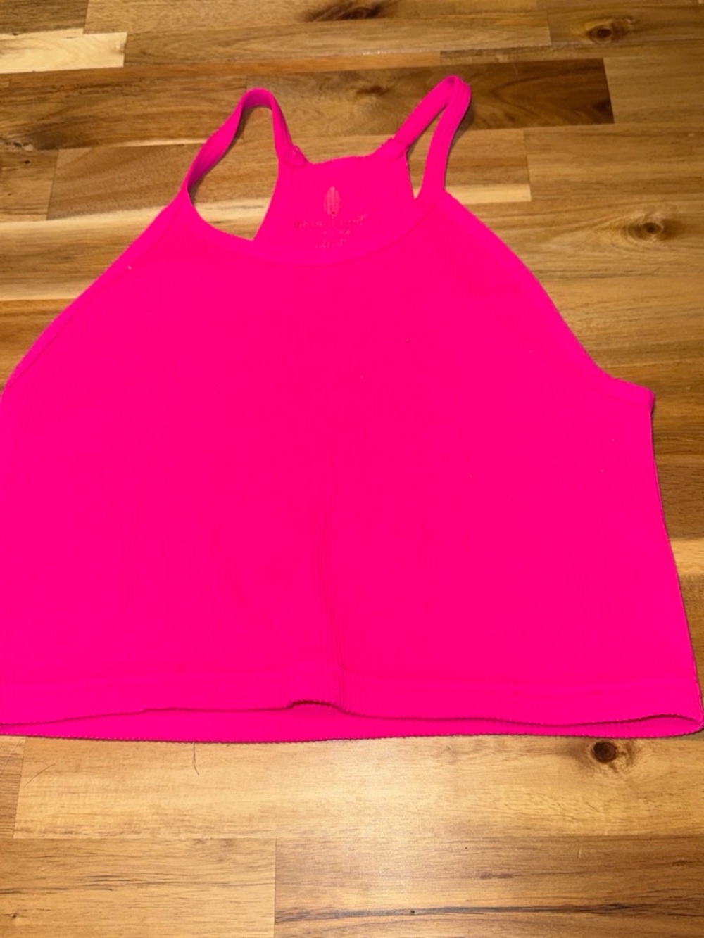 Free People Neon Hot Pink High Neck cropped Tank